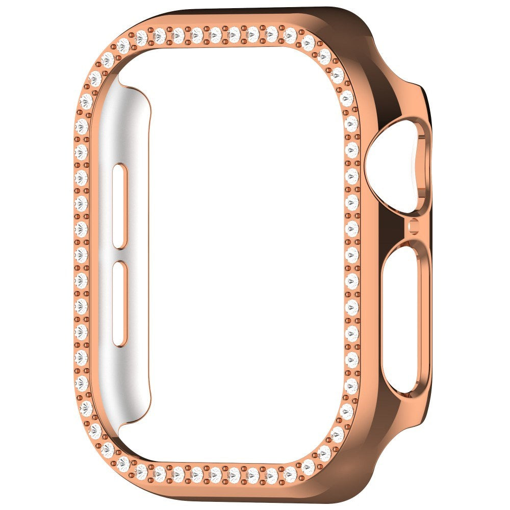 Apple Watch 10 (42 mm) deksel av hardplast m. Rhinestone - Rose Gold / Rhinestone