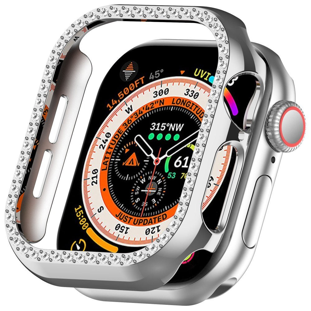 Apple Watch 10 (42 mm) deksel av hardplast m. Rhinestone - Sølv / Rhinestone