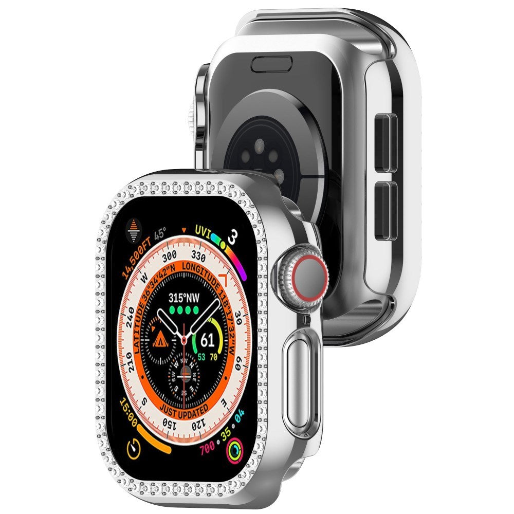 Apple Watch 10 (42 mm) deksel av hardplast m. Rhinestone - Sølv / Rhinestone