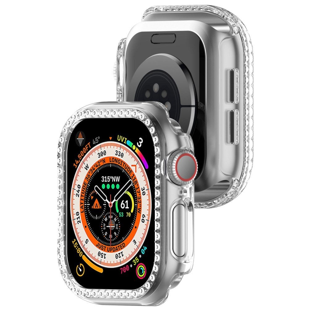 Apple Watch 10 (42 mm) deksel av hardplast m. Rhinestone - Transparent / Rhinestone