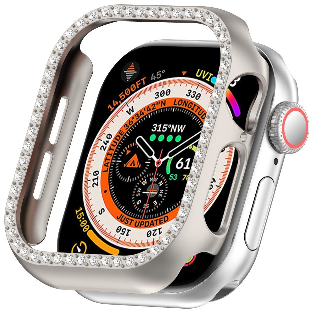 Apple Watch 10 (42 mm) deksel av hardplast m. Rhinestone - Grå / Rhinestone