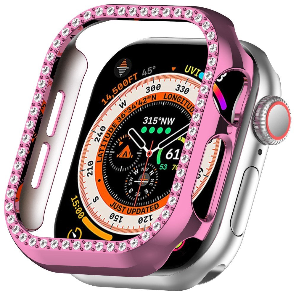 Apple Watch 11 / 10 (46mm) Hårdt Plast Cover m. Rhinsten - Pink / Rhinsten