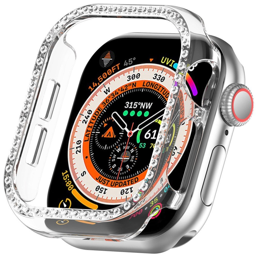 Apple Watch 10 (46 mm) deksel av hardplast m. Rhinestone - Transparent / Rhinestone