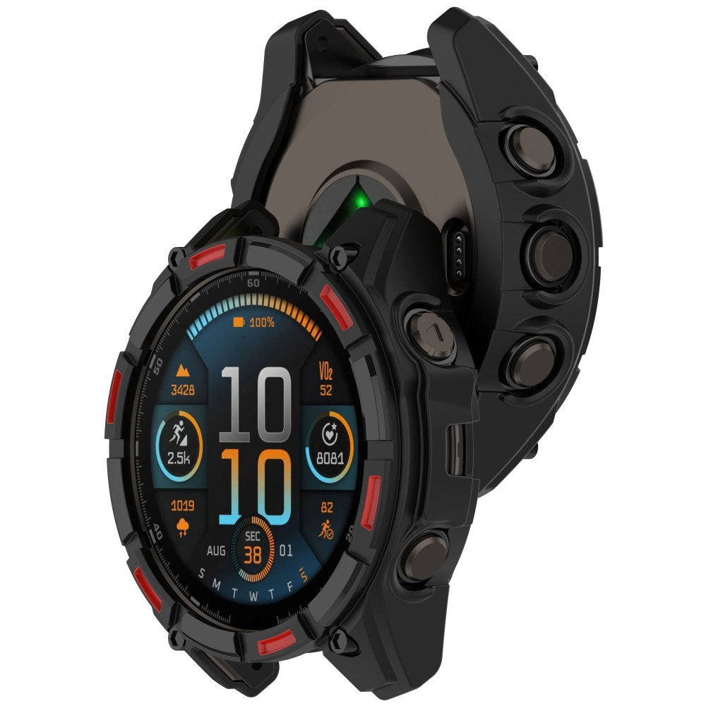 Garmin Tactix 8 Solar (51mm) - Bumper Plastik Cover - Sort / Rød