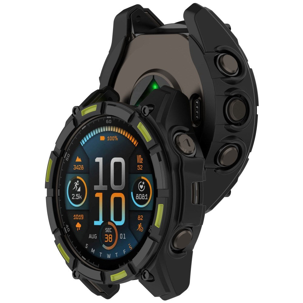 Garmin Tactix 8 Solar (51mm) - Bumper Plastik Cover - Sort / Grøn