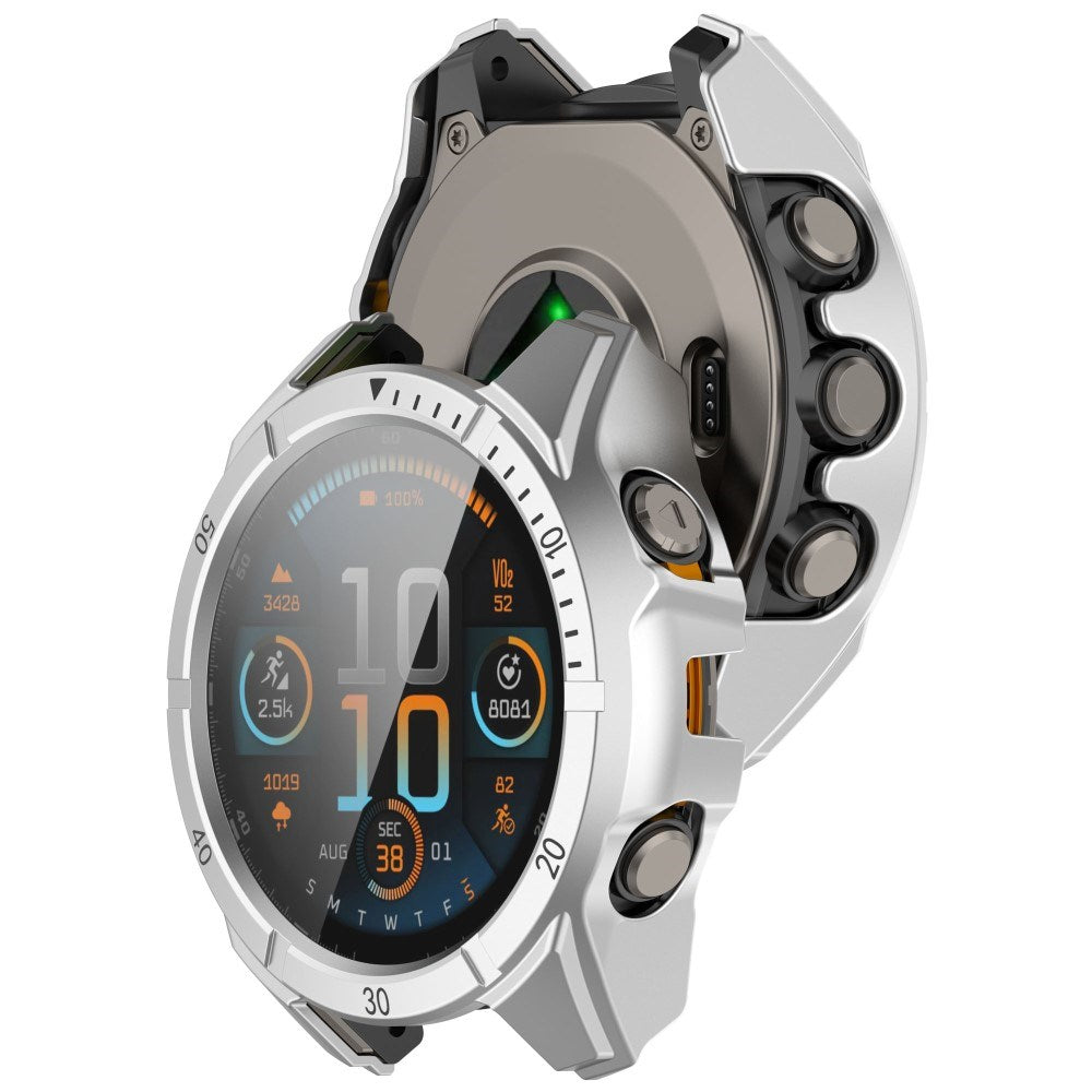 Garmin Tactix 8 AMOLED (51mm) - Hårdt Plastik Cover m. Beskyttelsesglas - Sølv / Sort