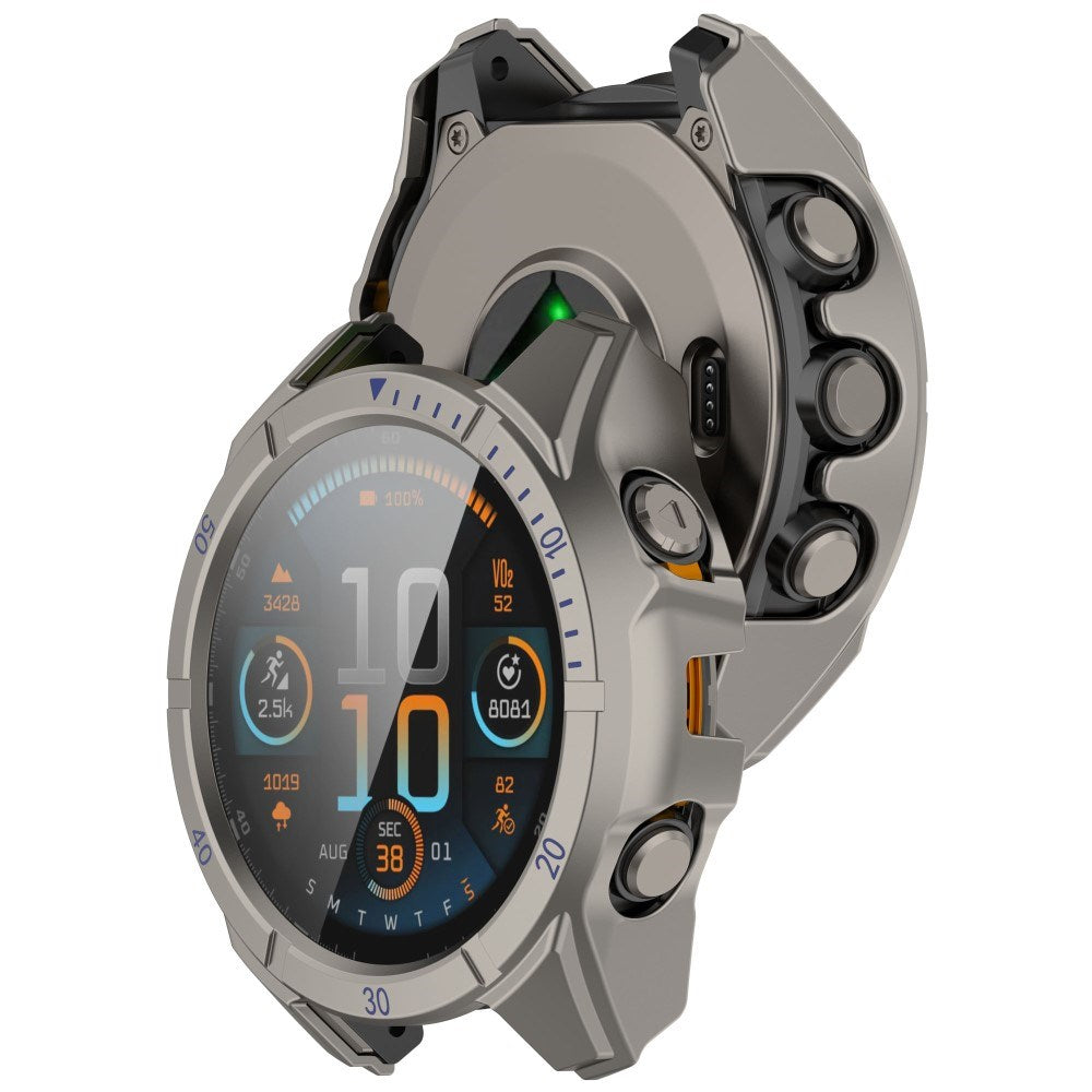 Garmin Tactix 8 AMOLED (51mm) - Hårdt Plastik Cover m. Beskyttelsesglas - Titanium / Blå