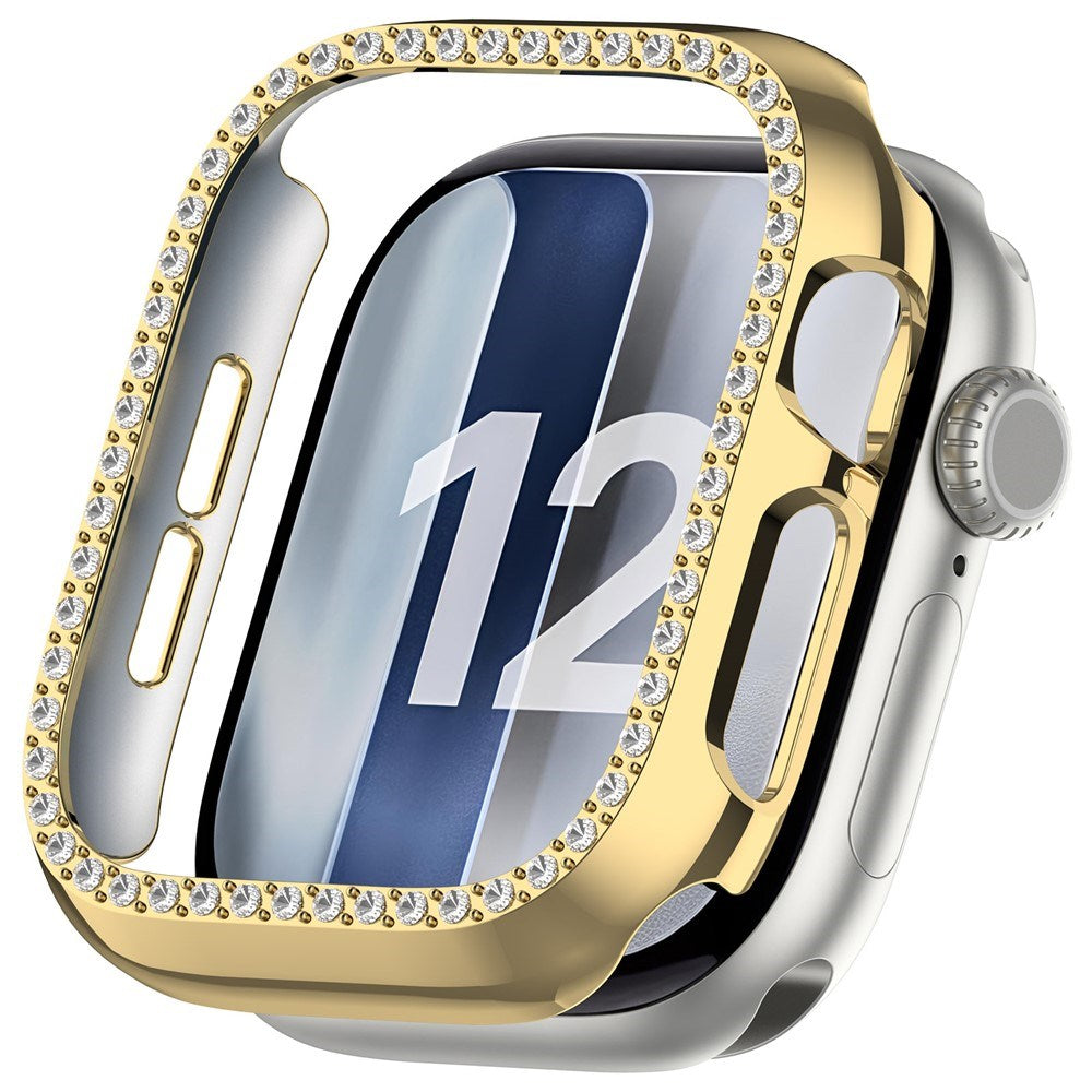 Apple Watch Series 12 (46mm) Hårdt Plast Case - Guld & Rhinsten