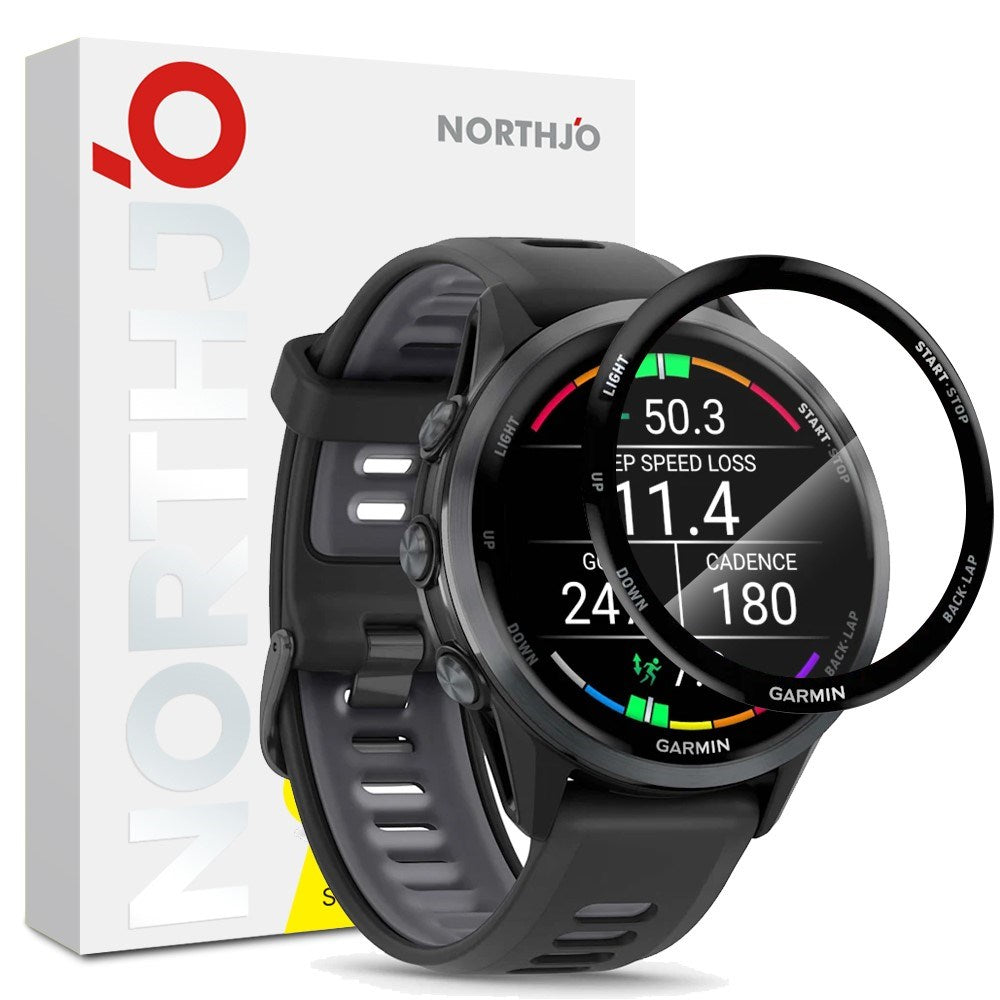 Garmin Forerunner 970 NORTHJO Plastik Skærmbeskyttelse - Gennemsigtig / Sort Kant