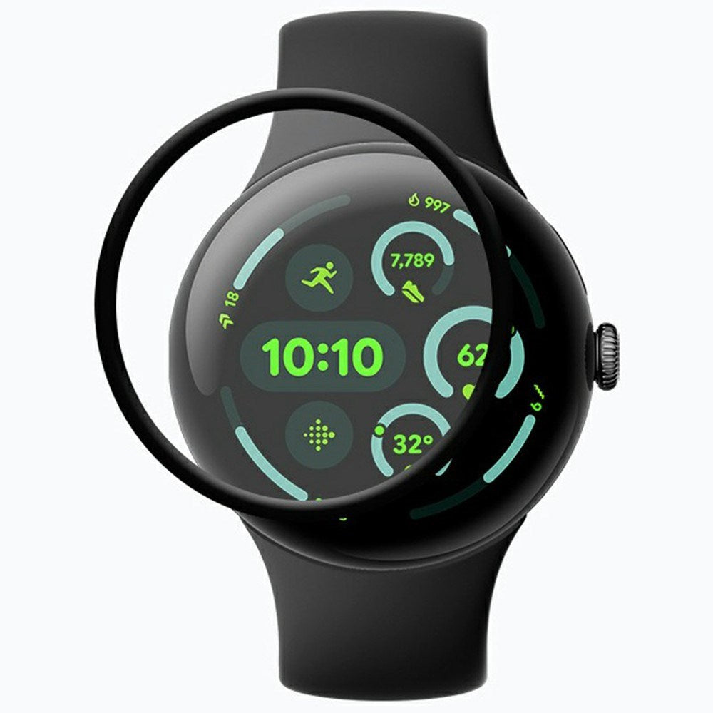 Google Pixel Watch 4 (45mm) Plastik Skærmbeskyttelse - Gennemsigtig / Sort Kant