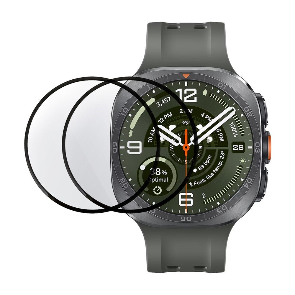 Samsung Galaxy Watch Ultra 2 (47mm) Skærmbeskyttelsesfilm - 2 stk - Gennemsigtig / Sort Kant