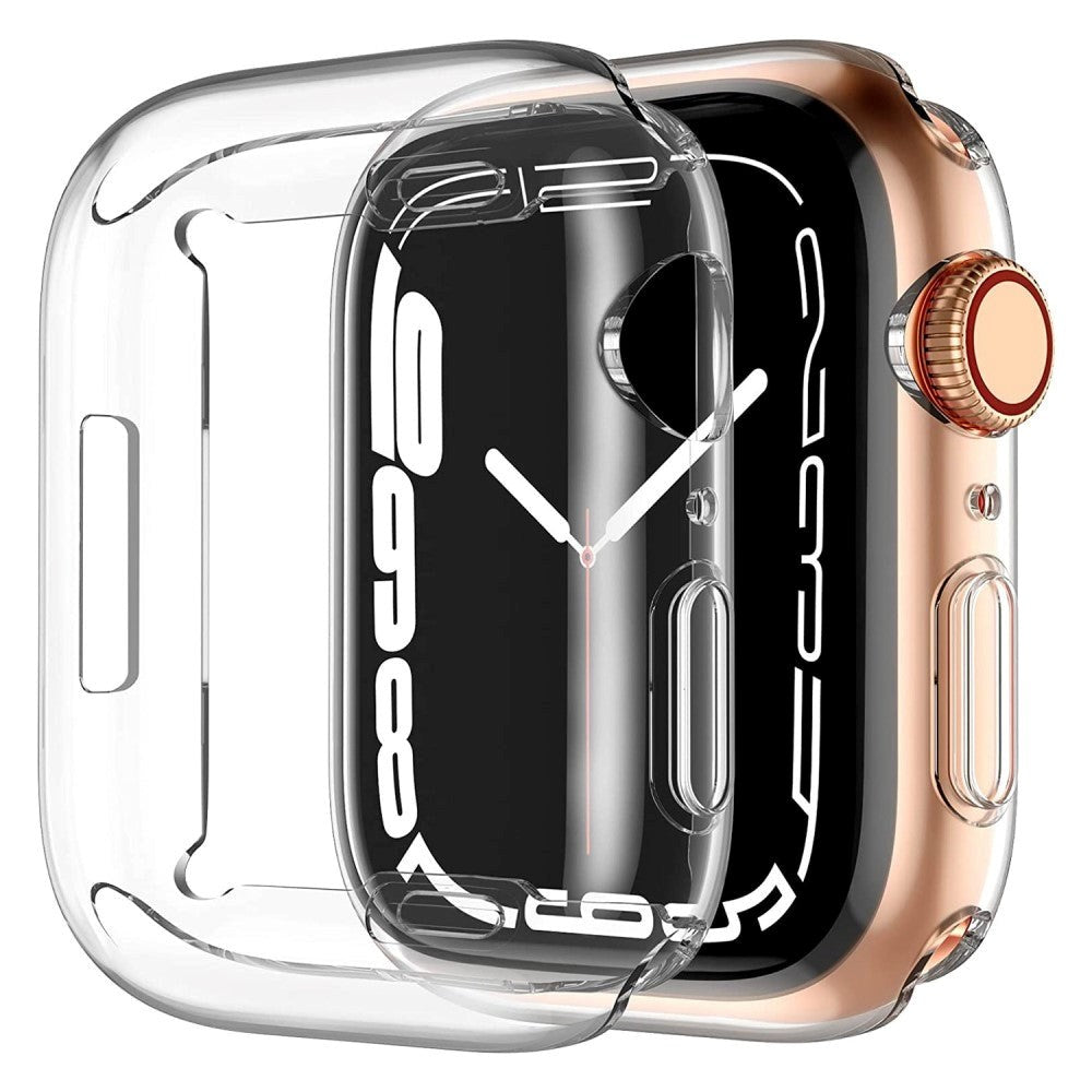 Apple Watch 9/8/7 (45 mm) fleksibelt plastdeksel m. Innebygd skjermbeskytter - Gjennomsiktig