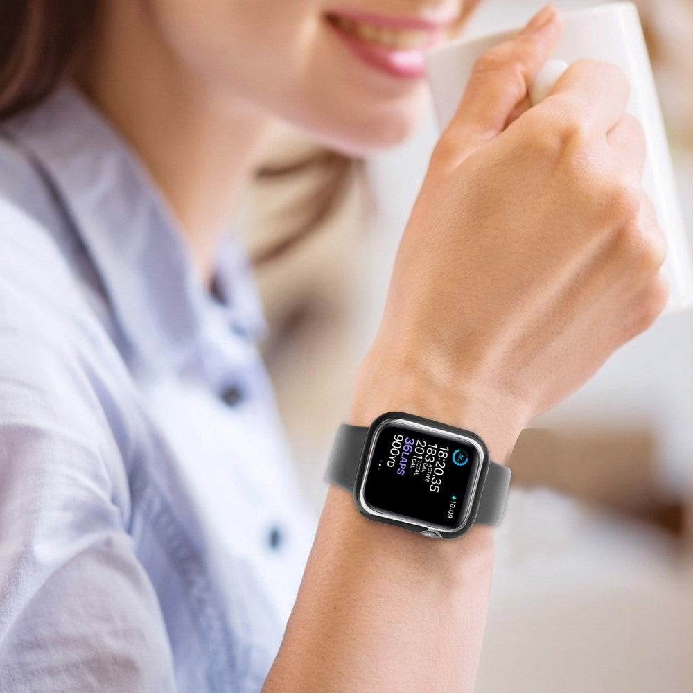 Apple Watch Ultra 1/2 (49 mm) etui av hardplast m. Innebygd skjermbeskytter - Svart / Sølv