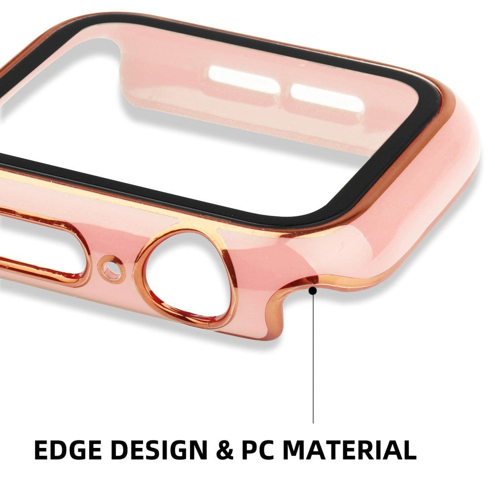 Apple Watch Ultra 1/2 (49mm) Hård Plast Case m. Indbygget Skærmbeskyttelse - Lyserød / Guld