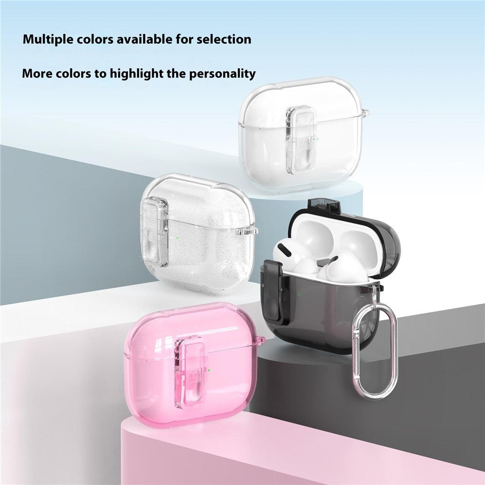 Hybrid Plastik Cover m. Karabinhage - Apple AirPods Pro (3. gen.) - Gennemsigtig Glitter