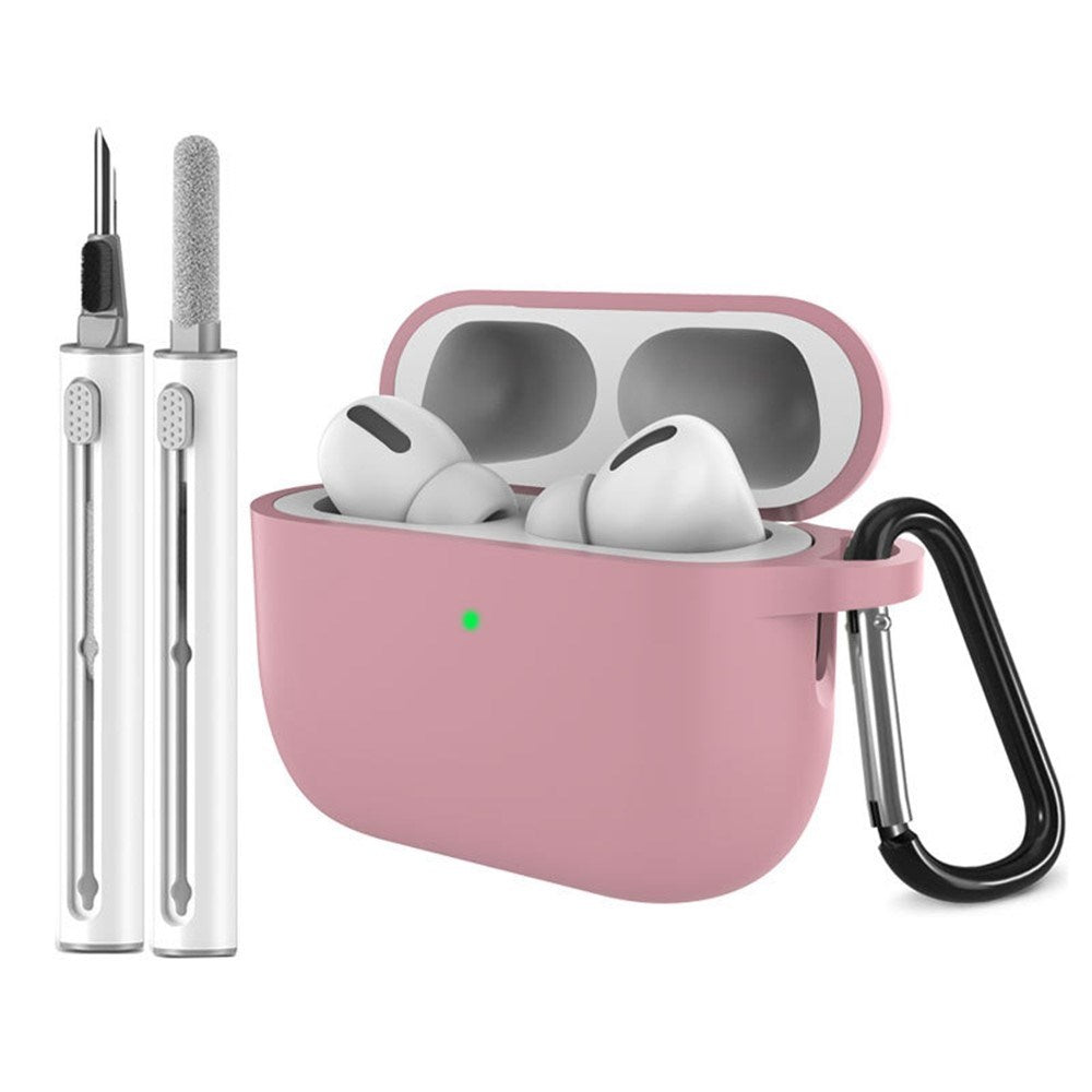 Silikone Cover til Apple AirPods Pro (3. gen.) - Karabinhage & Rengøringspen - Deep Pink