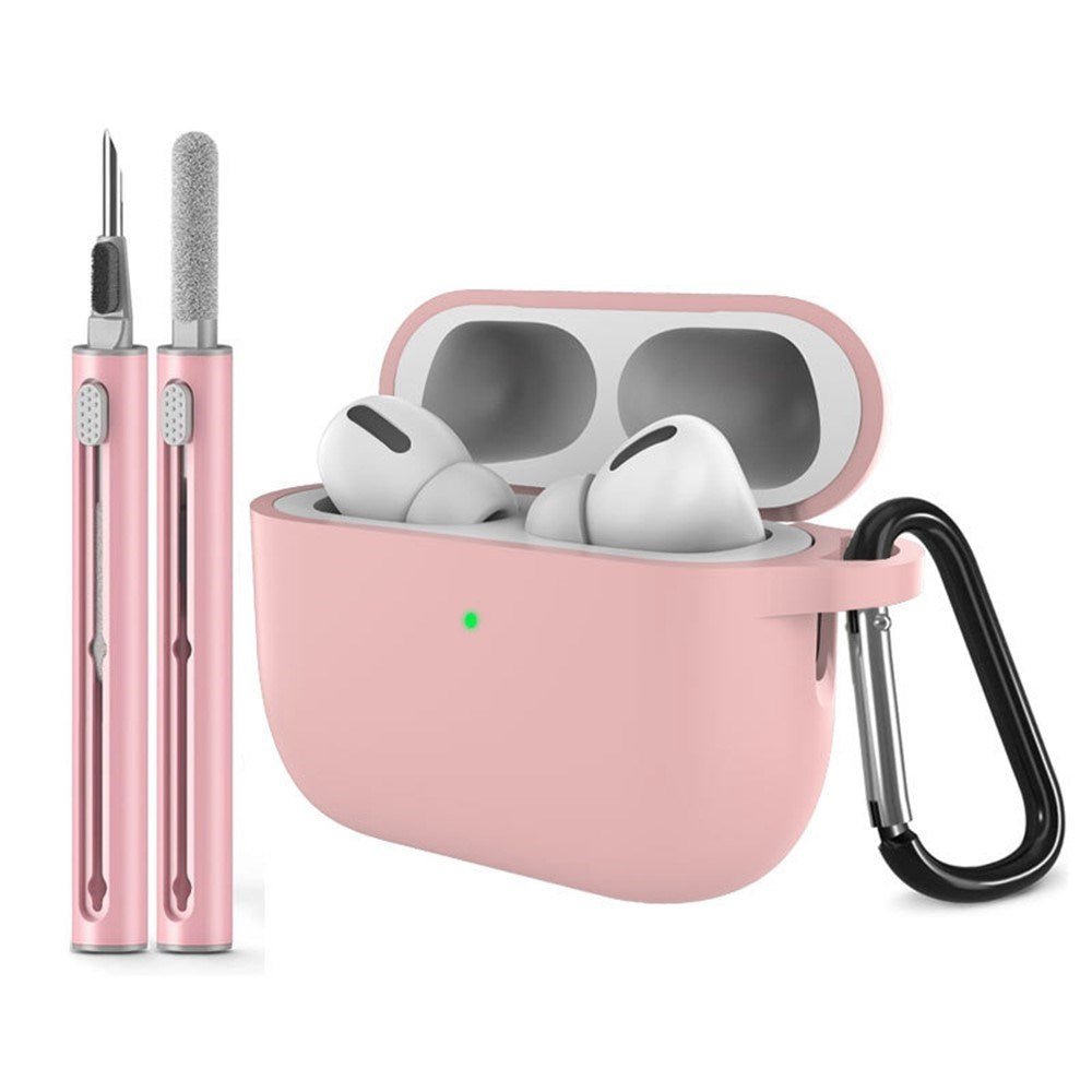 Silikone Cover til Apple AirPods Pro (3. gen.) - Karabinhage & Rengøringspen - Pink