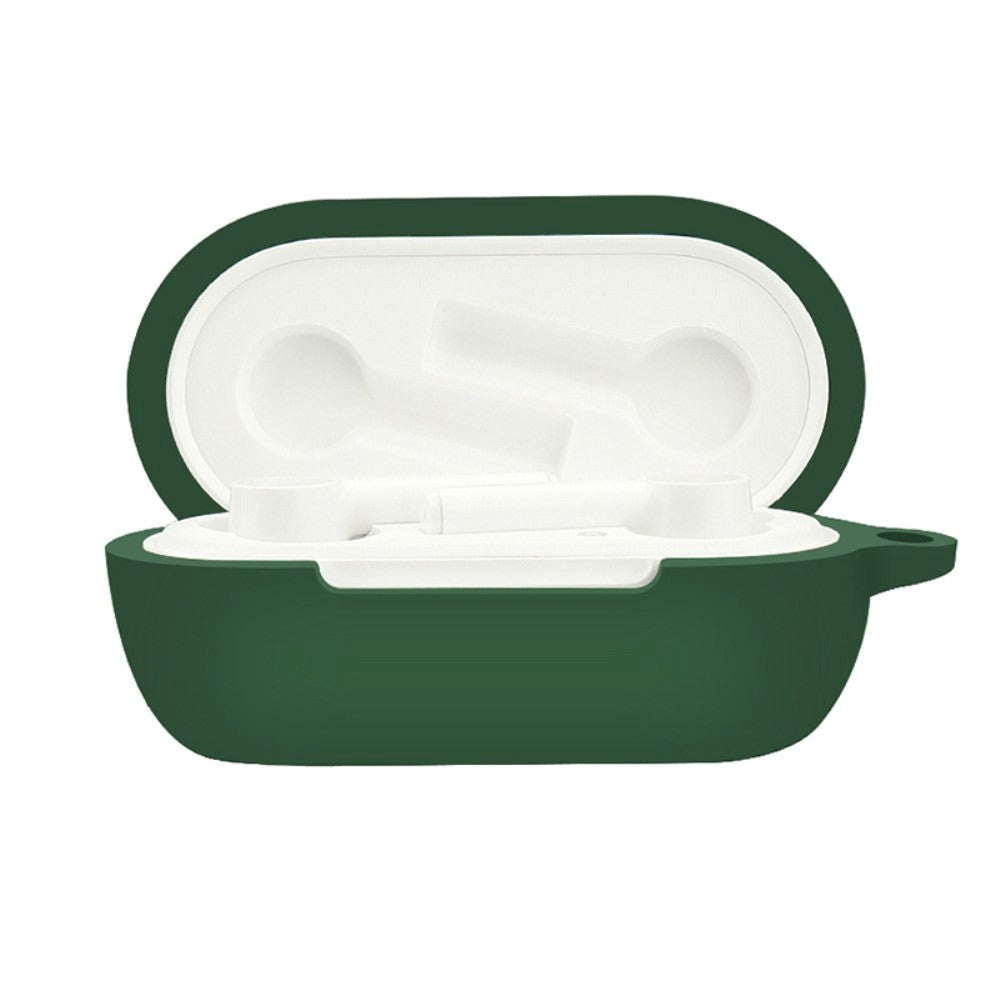 OnePlus Buds Z2 silikondeksel med karabinkrok - Mørkegrønn