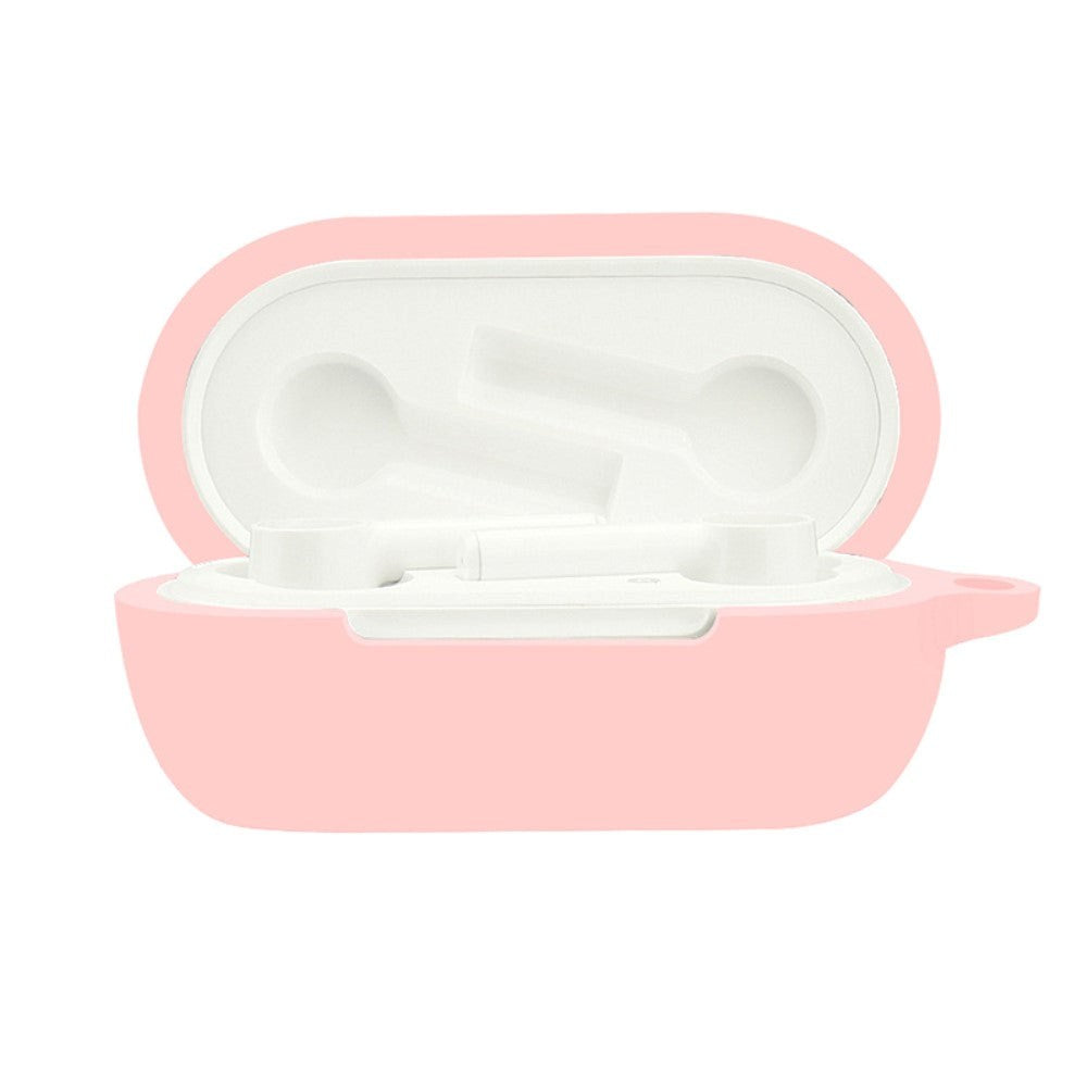 OnePlus Buds Z2 silikondeksel med karabinkrok - Rosa