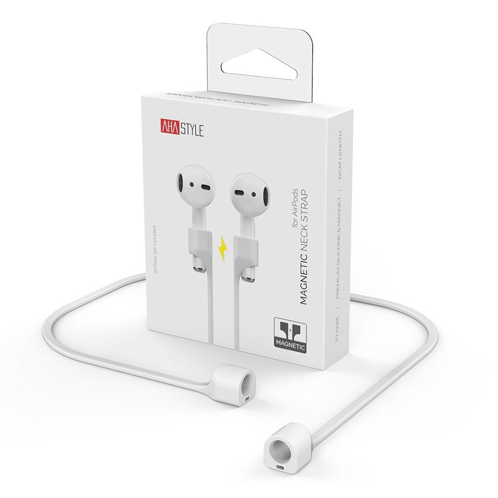 AirPods / AirPods Pro Fleksibel Magnetisk Silikon Halsstropp - Hvit