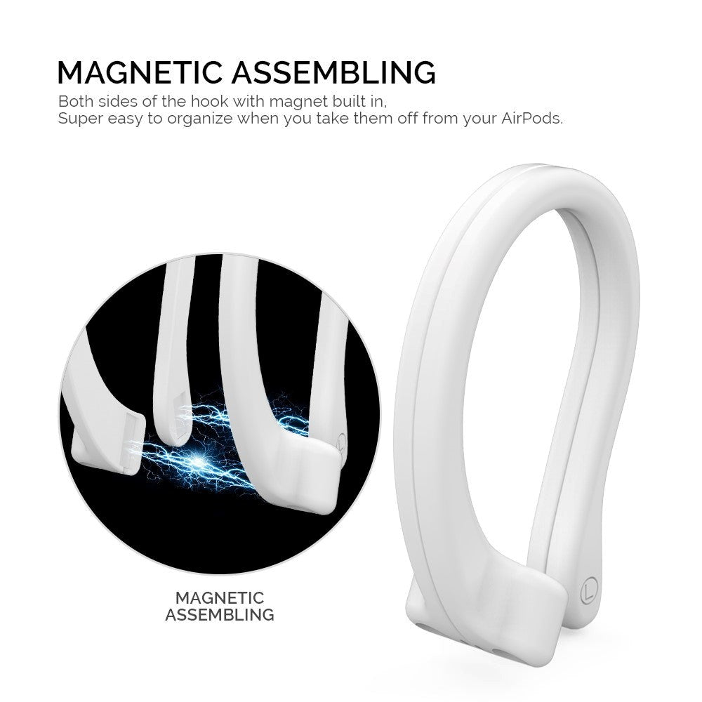 AirPods / AirPods Pro fleksibel magnetisk silikon ørekrok - Hvit