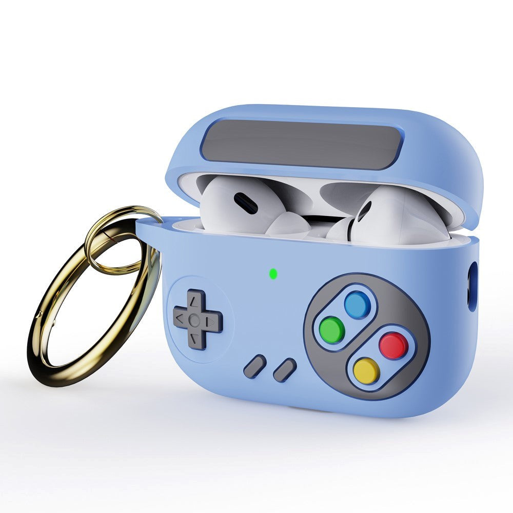 Apple Airpods Pro 2nd Gen (2022) Silikondeksel Spillkonsoll m. Karabinhage - Blå