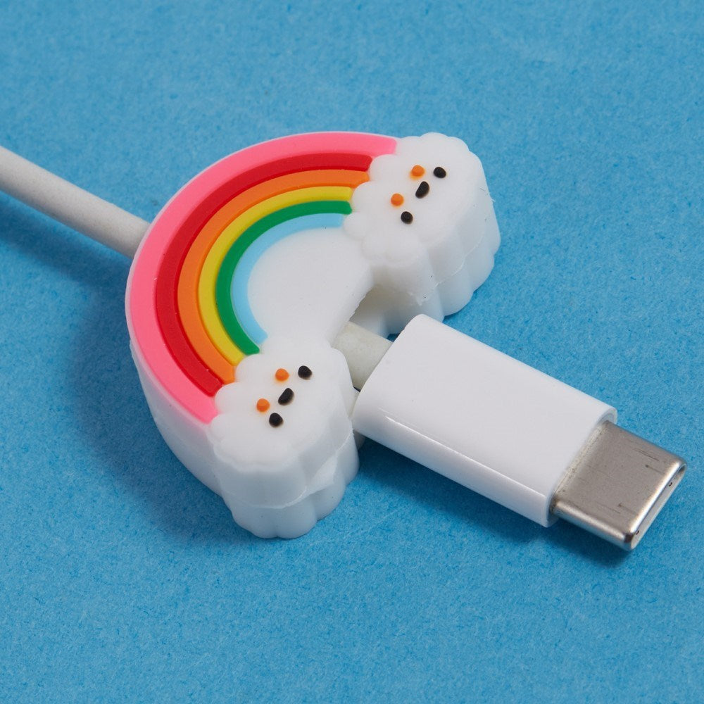 Kabelbeskytter til USB-C Kabel - Farverig Regnbue