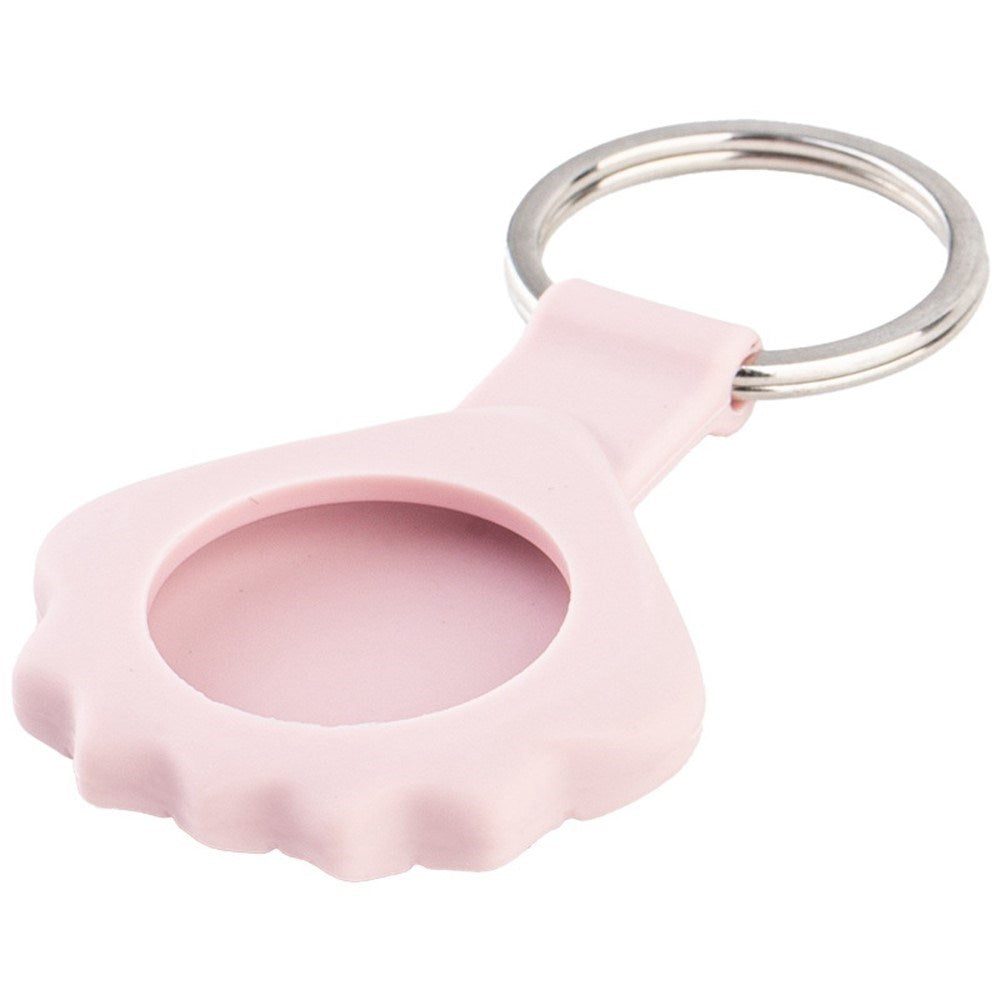 Apple AirTag Silikone Cover m. 3D Design - inkl. Nøglering - Lyserød Muslingeskal