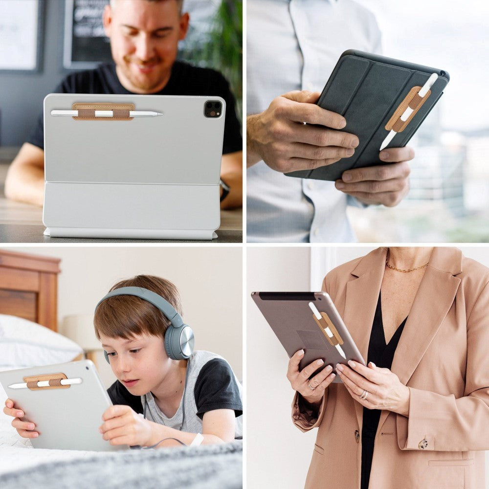 Apple blyantholder for nettbrett i kunstskinn selvklebende - svart