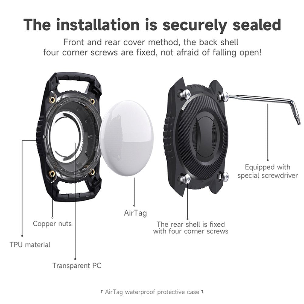 AirTag vanntett fleksibelt plastdeksel m. Karabinhage - Blå