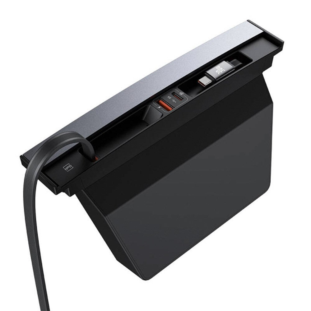 Baseus T-Space Opladningshub m. Udtrækkelig USB-C Kabel til Tesla - Sort