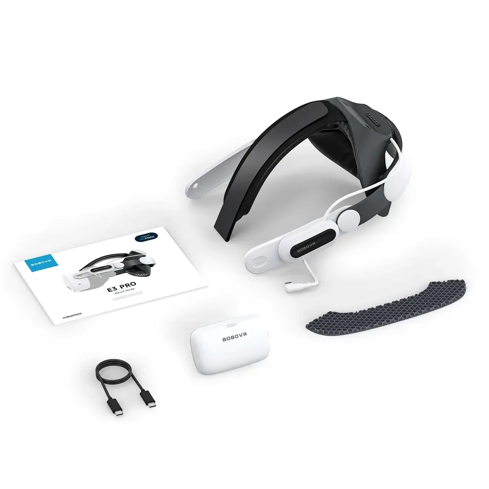 BOBOVR E3 Pro Batterirem - Meta Quest 3 / 3S - Sort / Hvid