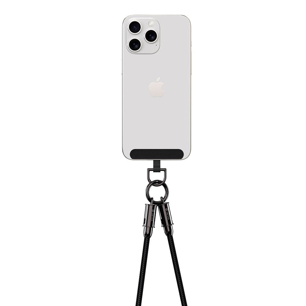 2-i-1 telefonstropp & USB-C til USB-C-kabel - Devia - Svart