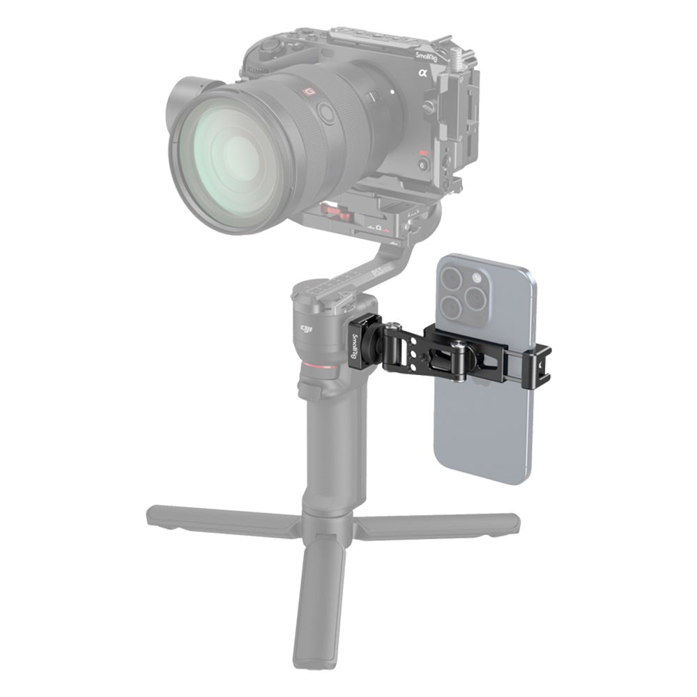 SmallRig 4301 Roterbar mobilholder m. Cold Shoe Mount - Kompatibel med DJI Gimbal (57-88mm) - Svart