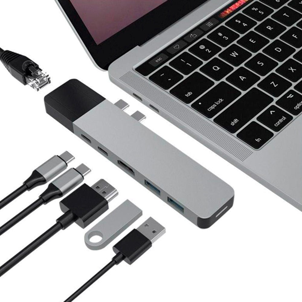 Hyperdrive Net USB-C Multi Adapter 6-in-2 - Grå
