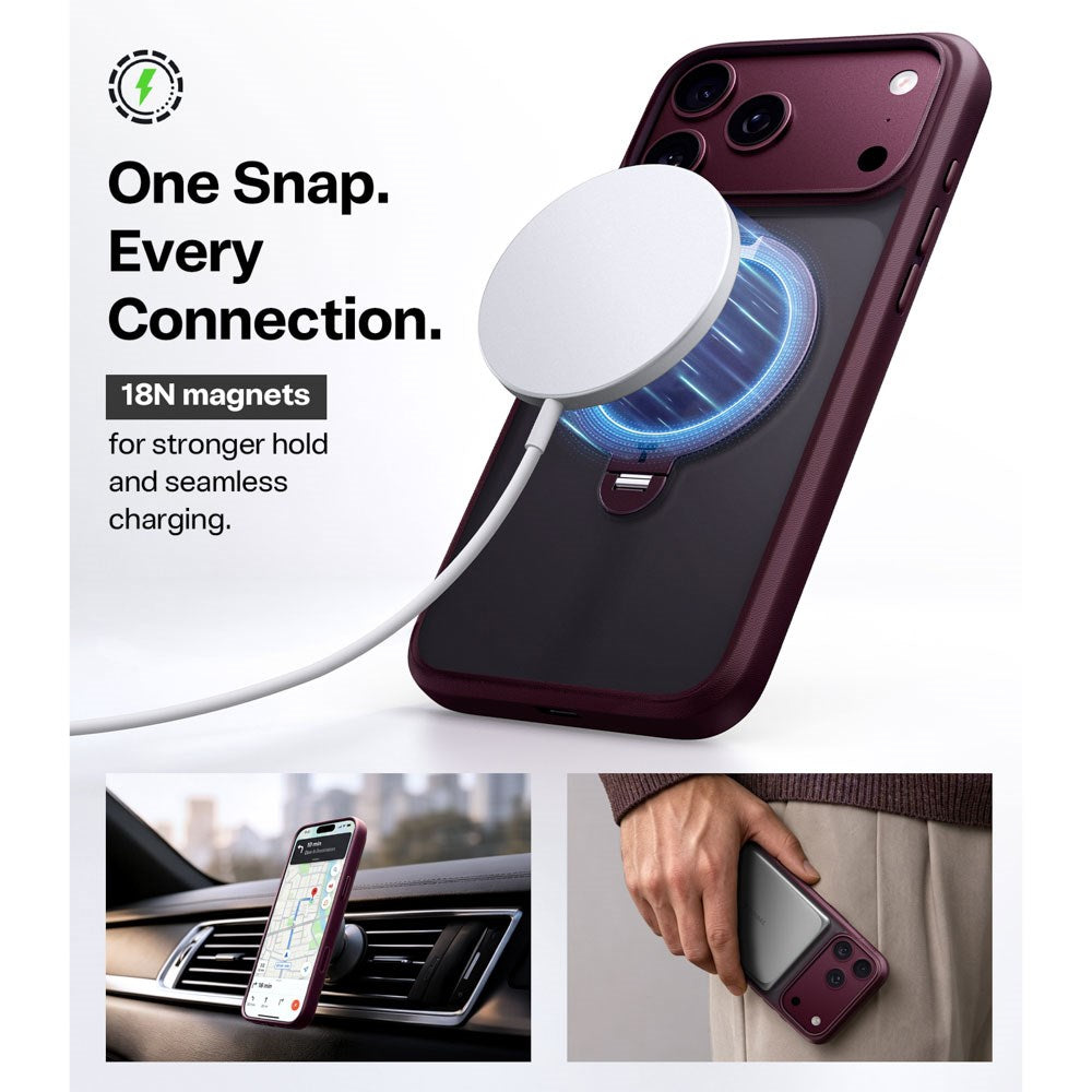 iPhone 18 Pro / 17 Pro TORRAS Ostand Q3 Spin Bagside Cover - MagSafe Kompatibel - Lilla