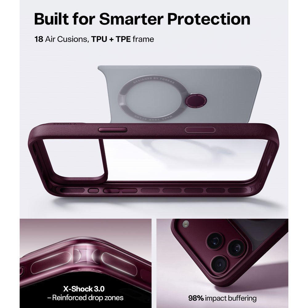 iPhone 18 Pro / 17 Pro TORRAS Ostand Q3 Spin Bagside Cover - MagSafe Kompatibel - Lilla