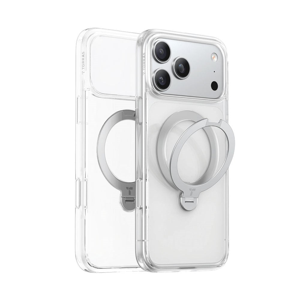 iPhone 18 Pro Max / 17 Pro Max TORRAS Ostand Q3 Spin Bagside Cover - MagSafe Kompatibel - Gennemsigtig