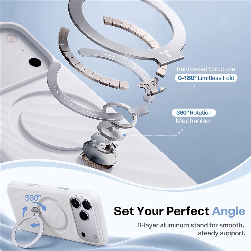 iPhone 18 Pro Max / 17 Pro Max TORRAS Ostand Q3 Wind Bagside Cover - MagSafe Kompatibel - Hvid
