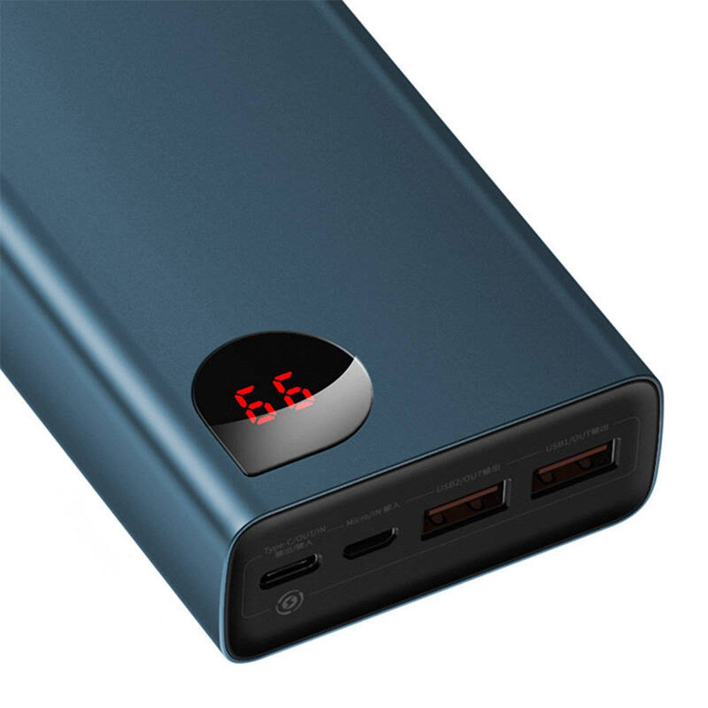 Baseus Adaman 65W Powerbank 20 000 mAh m. 2 x USB-A & USB-C - USB-C-kabel - Blå