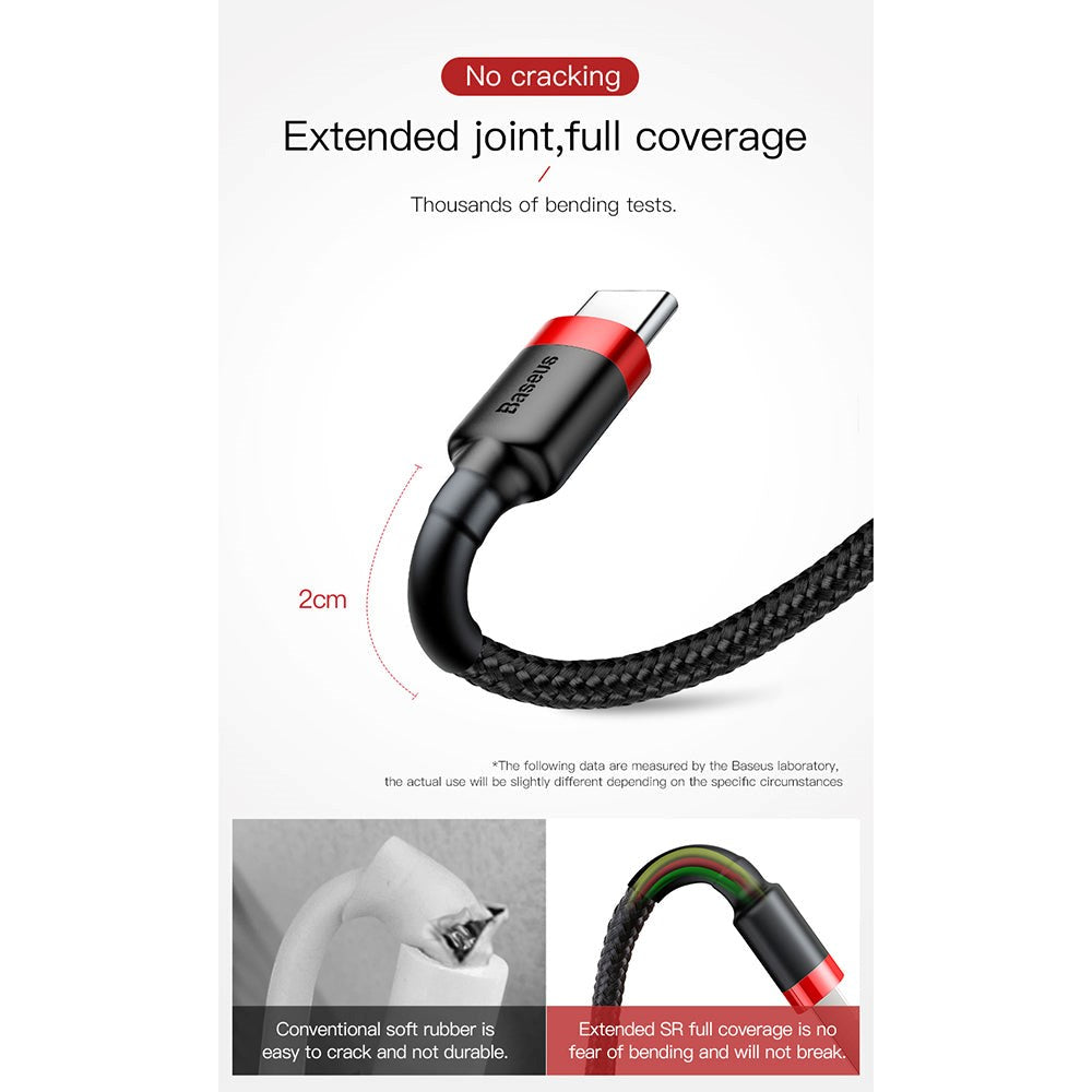 Baseus Cafule (3A/15W) USB-C-kabel 1 m. Svart