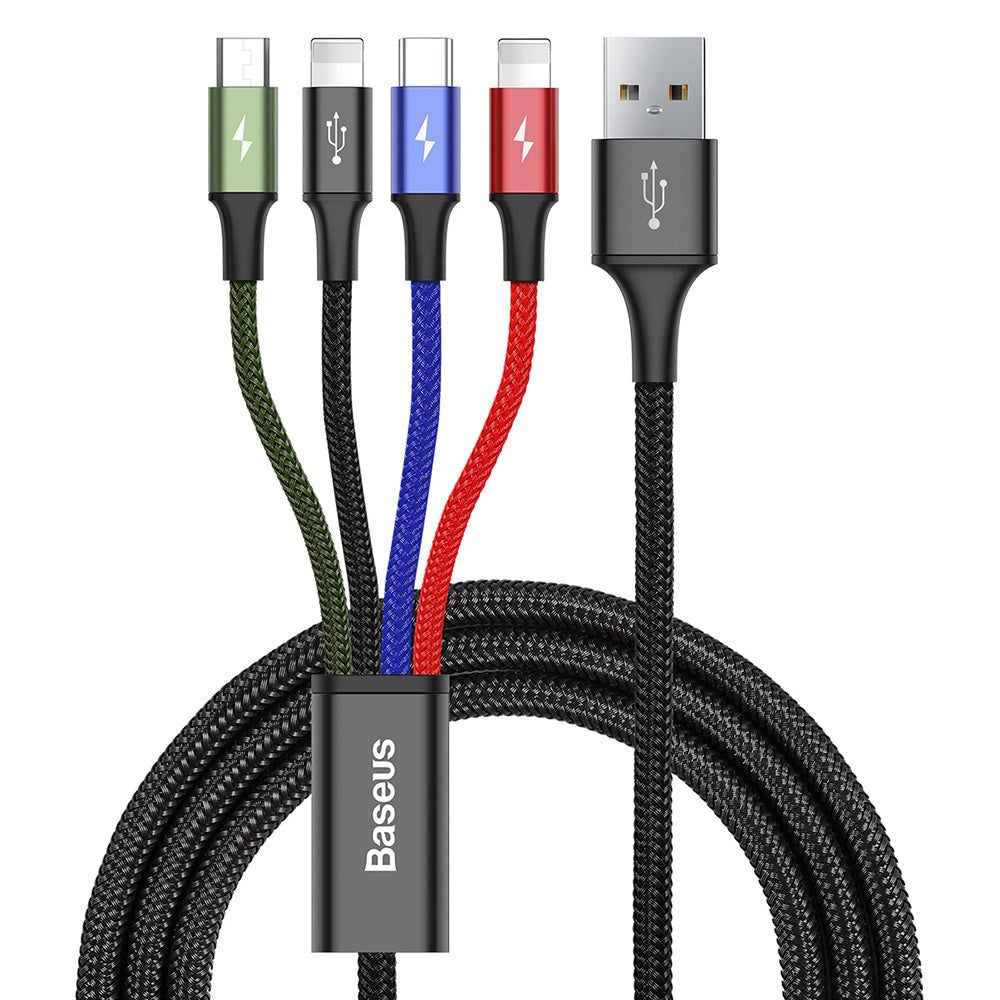 Baseus Rapid Series 4-i-1 Lightning (2 stk) / USB-C / Micro USB 3,5A-kabel 1,2m.
