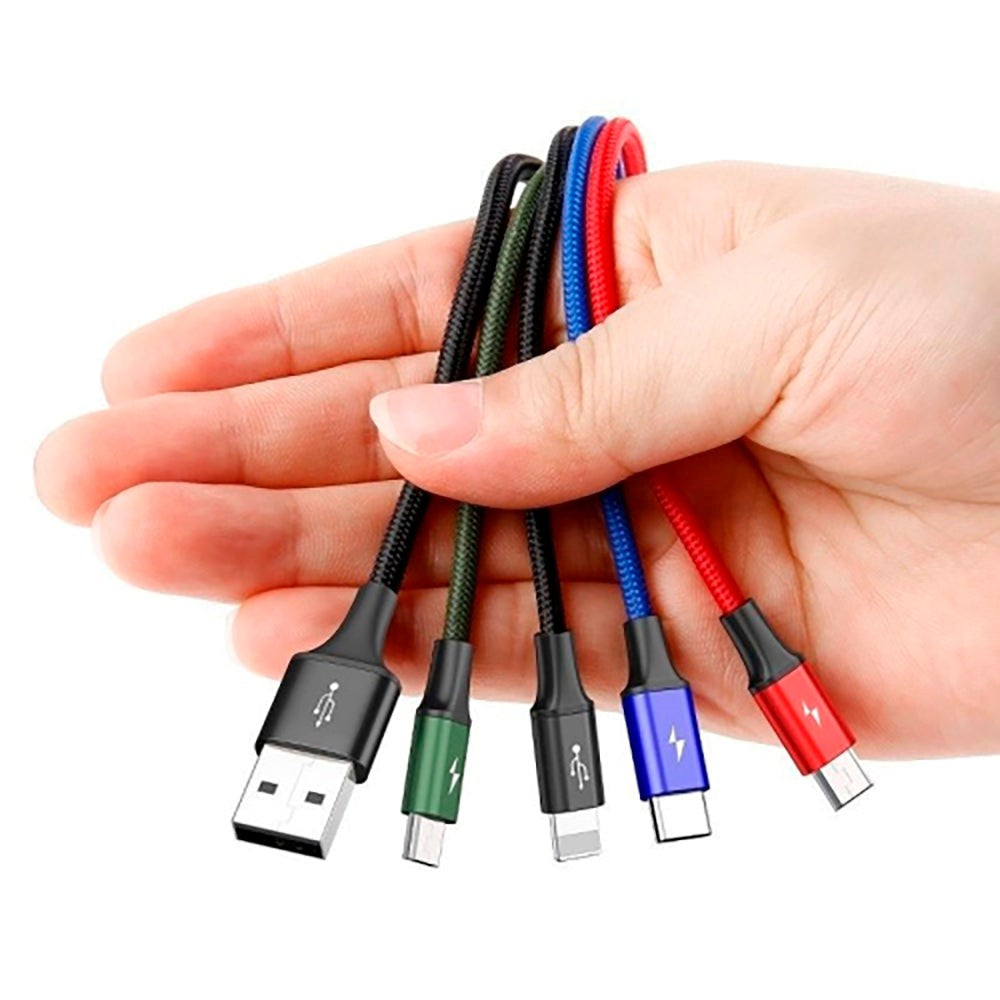 Baseus Rapid Series 4-i-1 Micro USB (2stk) / USB-C / Lightning 3.5A Ladekabel - 1.2 meter