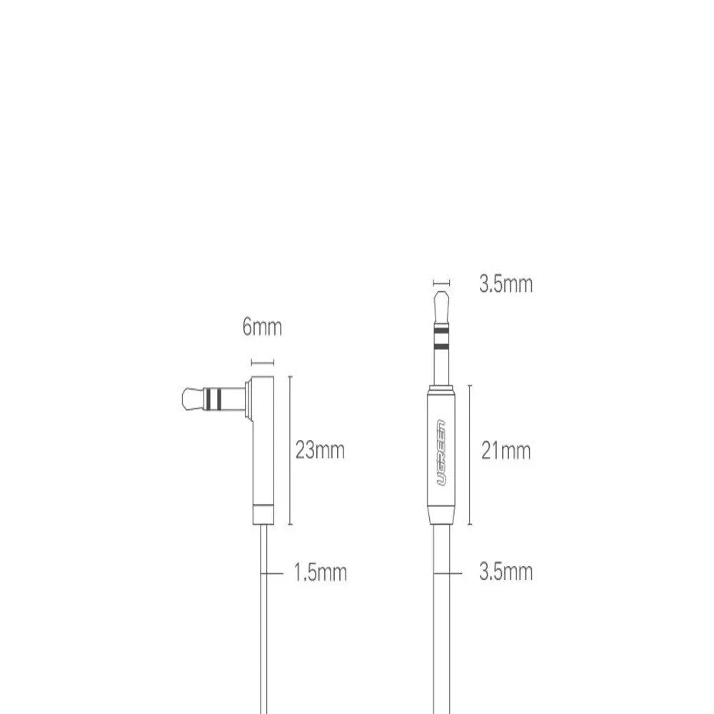 UGREEN Vinklet 3.5mm Minijack Lydkabel - 1m - Sølv