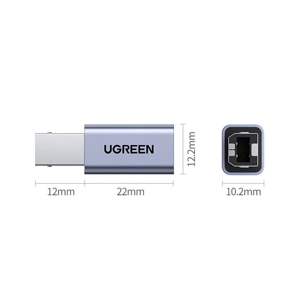 Skriverkabel USB-C til USB-B-adapter - Ugrønn US382 - Grå