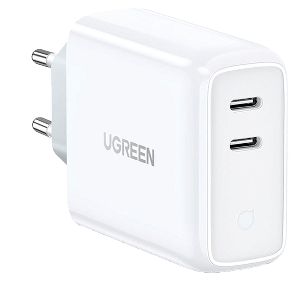 Ugreen 36W PD USB-C Fast Wall Charger m. 2 x USB-C - Hvit