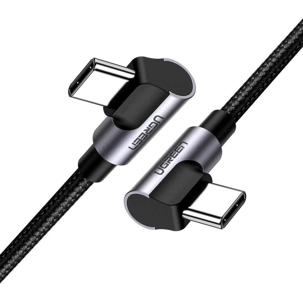 Vinklet USB-C til USB-C-kabel - Ugrønn US323 - 1m - Svart