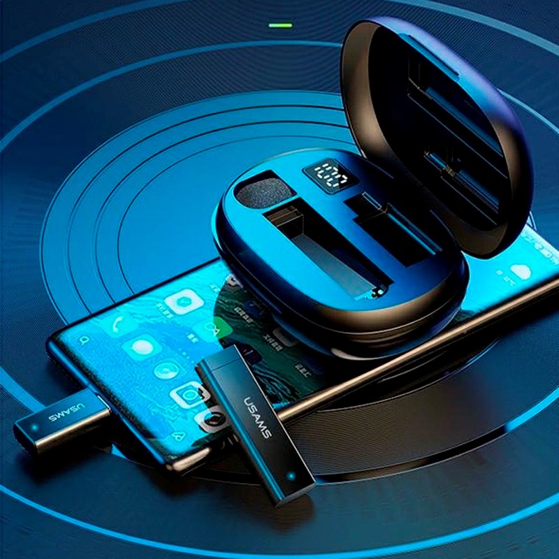 Trådløs Lavalier Mikrofon Lightning - USAMS - Sort