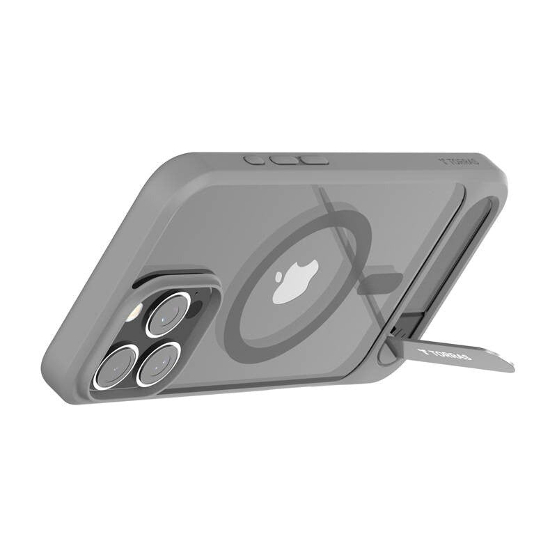 TORRAS iPhone 16 Pro Max - Pstand Hybrid Cover m. Ståfunktion - MagSafe Kompatibel - Grå