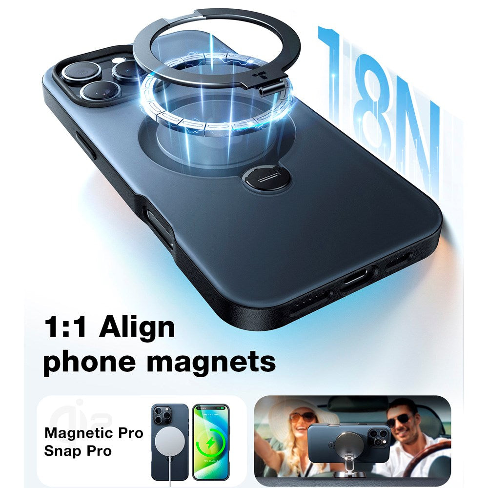 TORRAS - iPhone 16 Pro Max - Hybrid Plastik Cover m. Ståfunktion - MagSafe Kompatibel - Sort